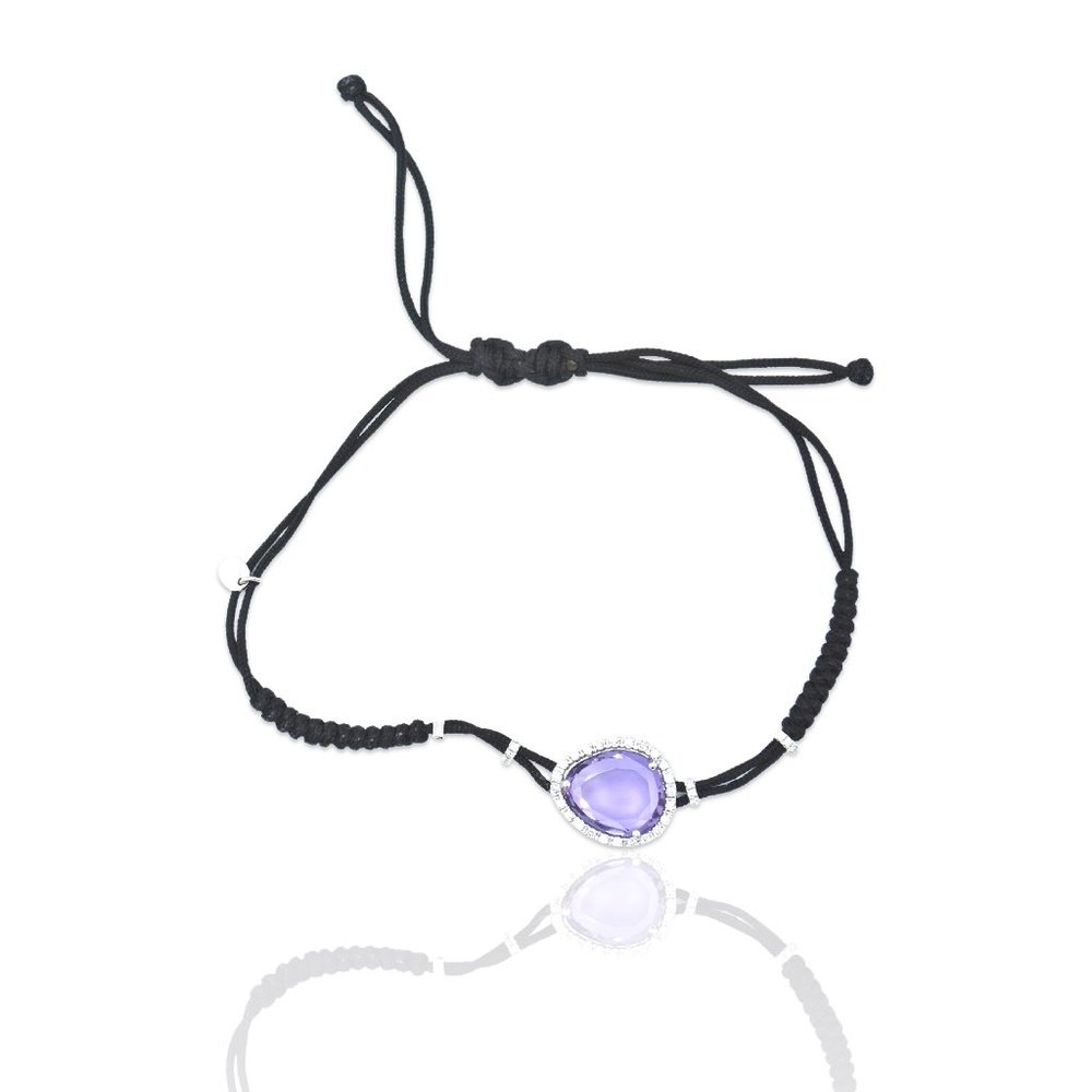 Superoro 18K White Gold Diamond Amethyst Bracelet